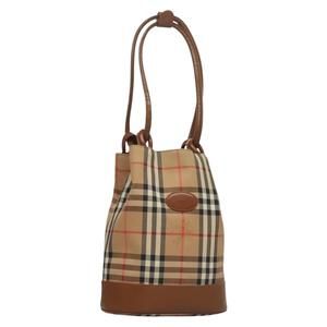 Burberrys Nova Check Shoulder Bag Canvas Leather Beige Gold Auth yk19018